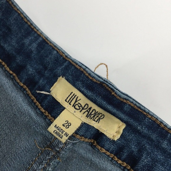 Lily and Parker High Rise Rolled Cuffed Jean Shirts Size 28 Blue Denim Stretch - Picture 3 of 7